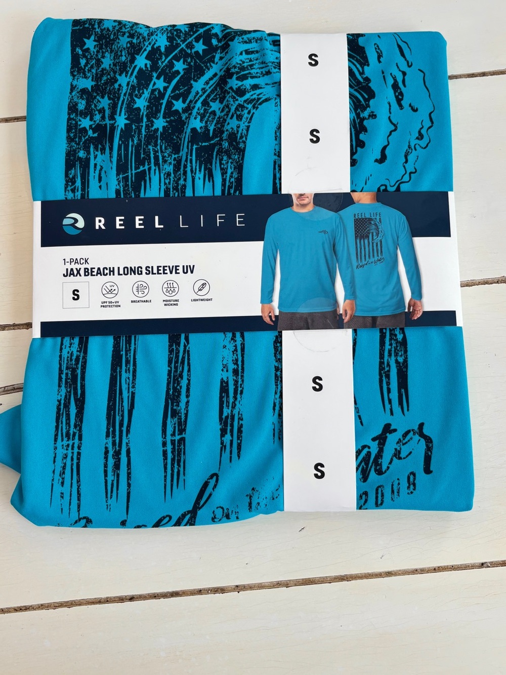 Reel Life UV Shirt Men’s Size Small Blue Long Sleeve UPF 50+ Fishing Beach NEW